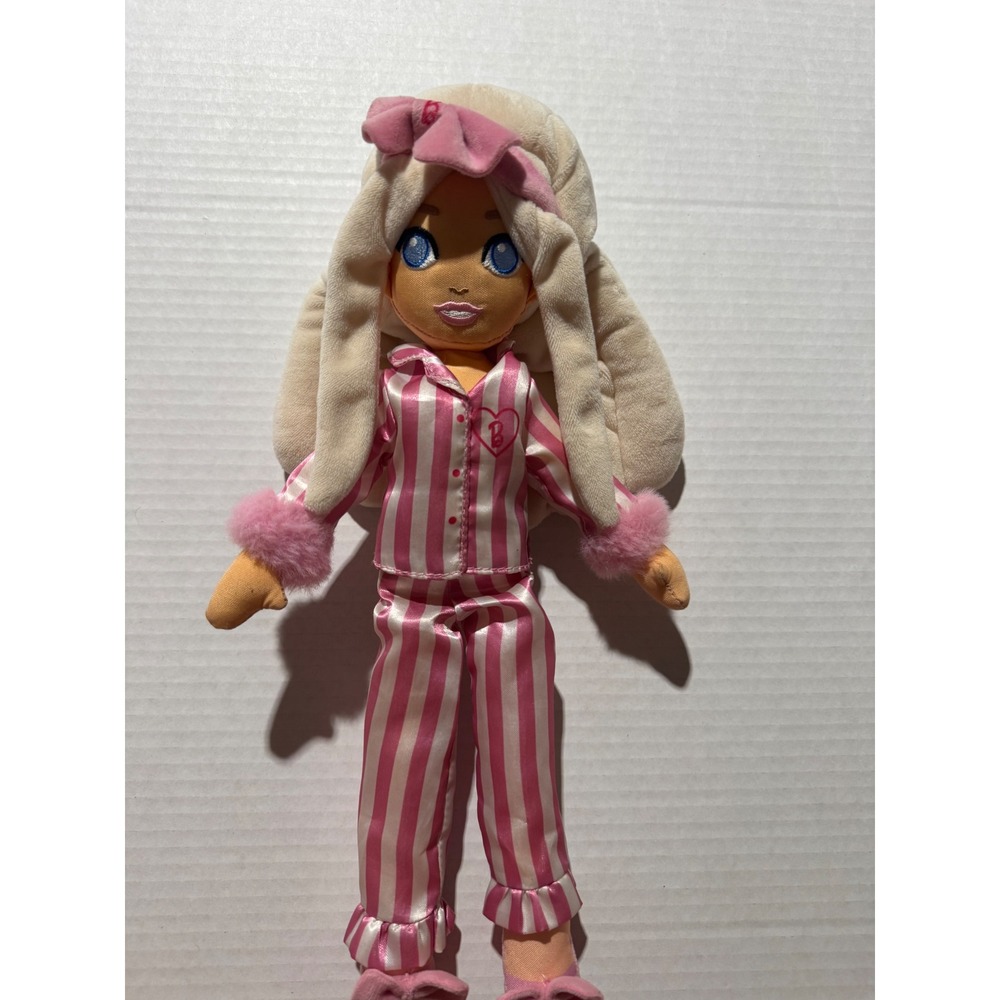 Plush Pajama Barbie Pink Stripe Sleepy Girl Stuffed Animal Toy - Picture 2 of 4